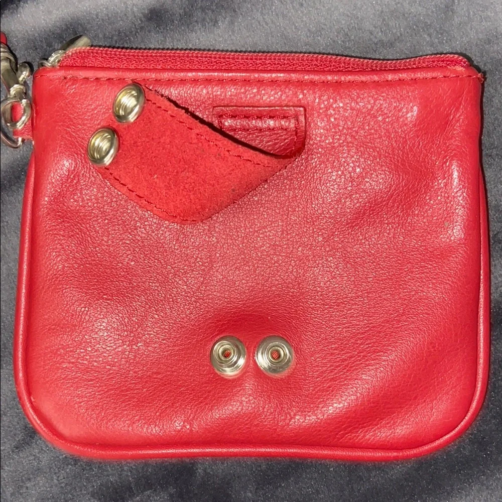 Red Leather Studded Women's Wristlet Belt Bag